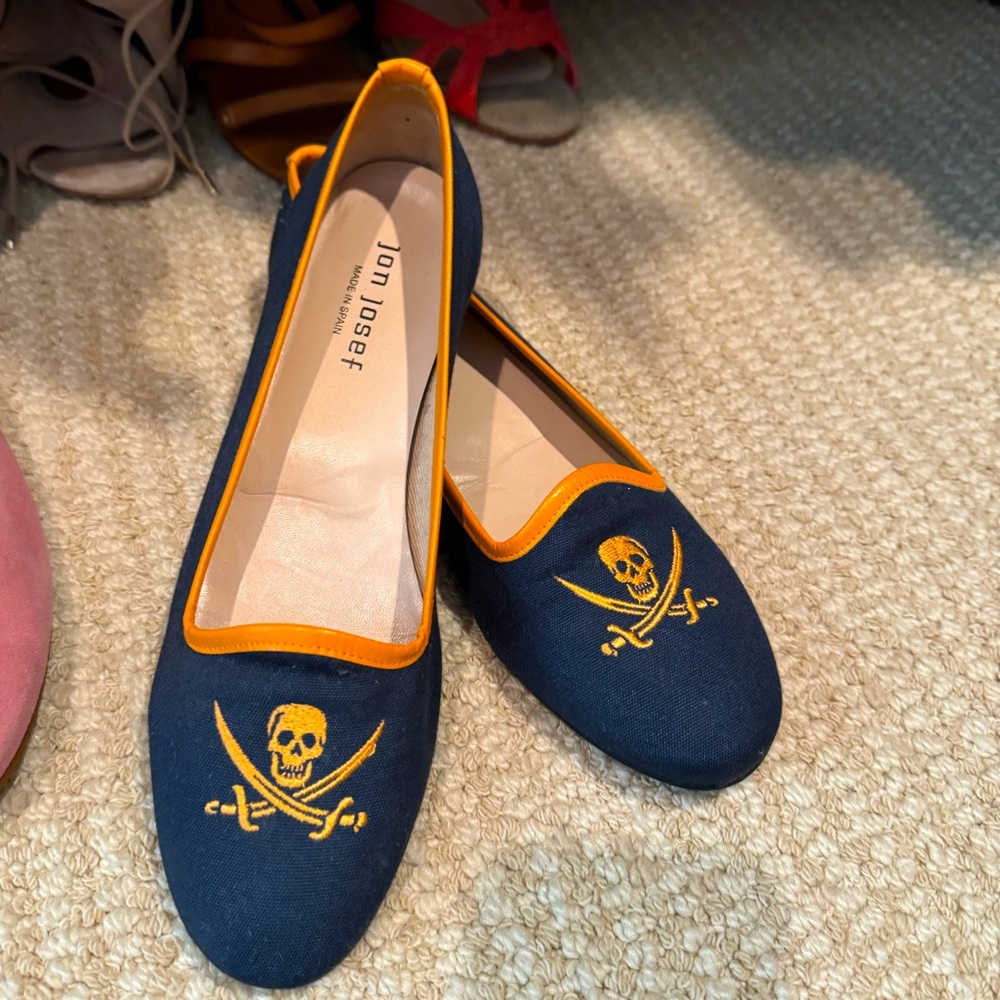 Jon Josef Twill Ballet Flats with Leather Trim
